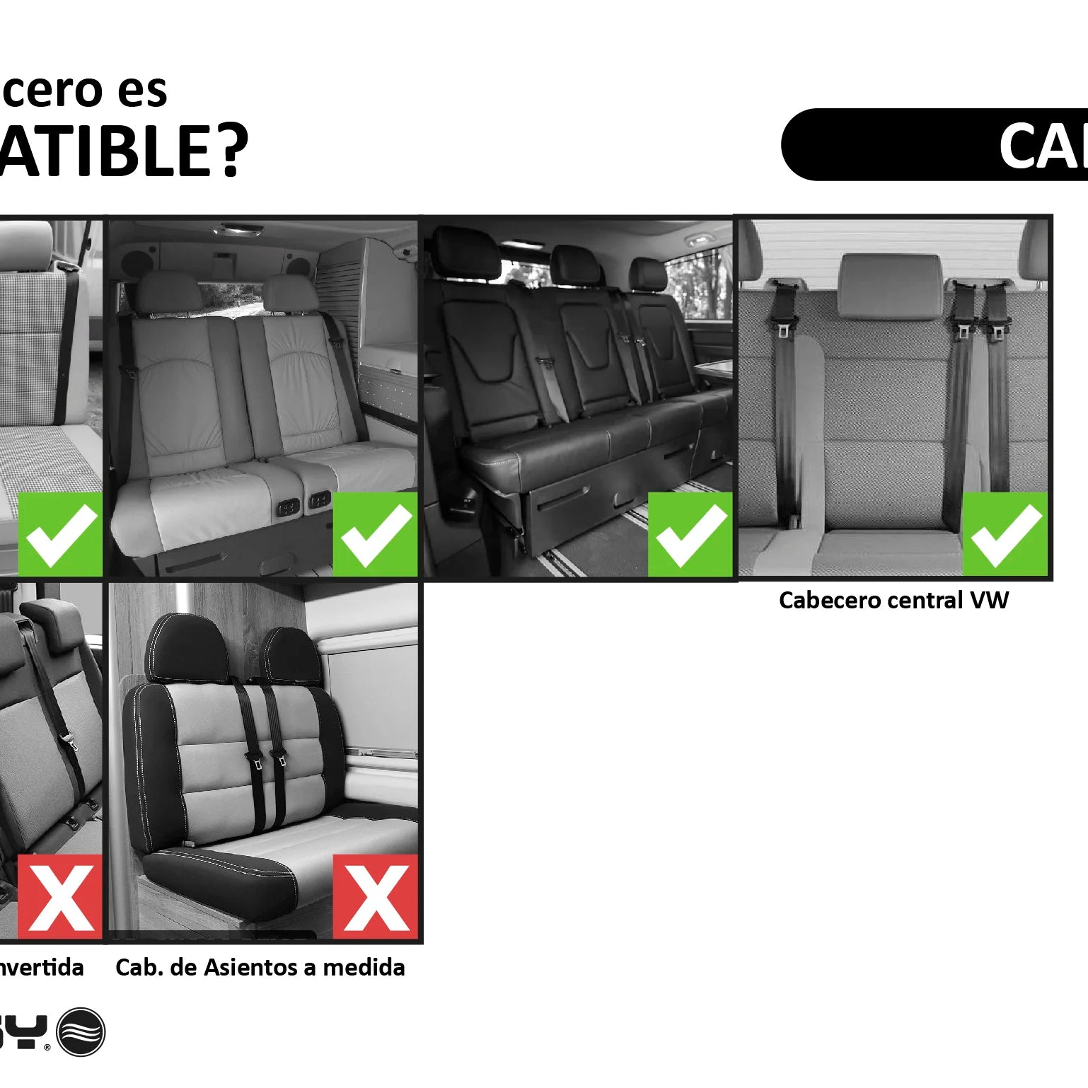 Compatibilidad de fundas para cabeceros traseros de furgonetas