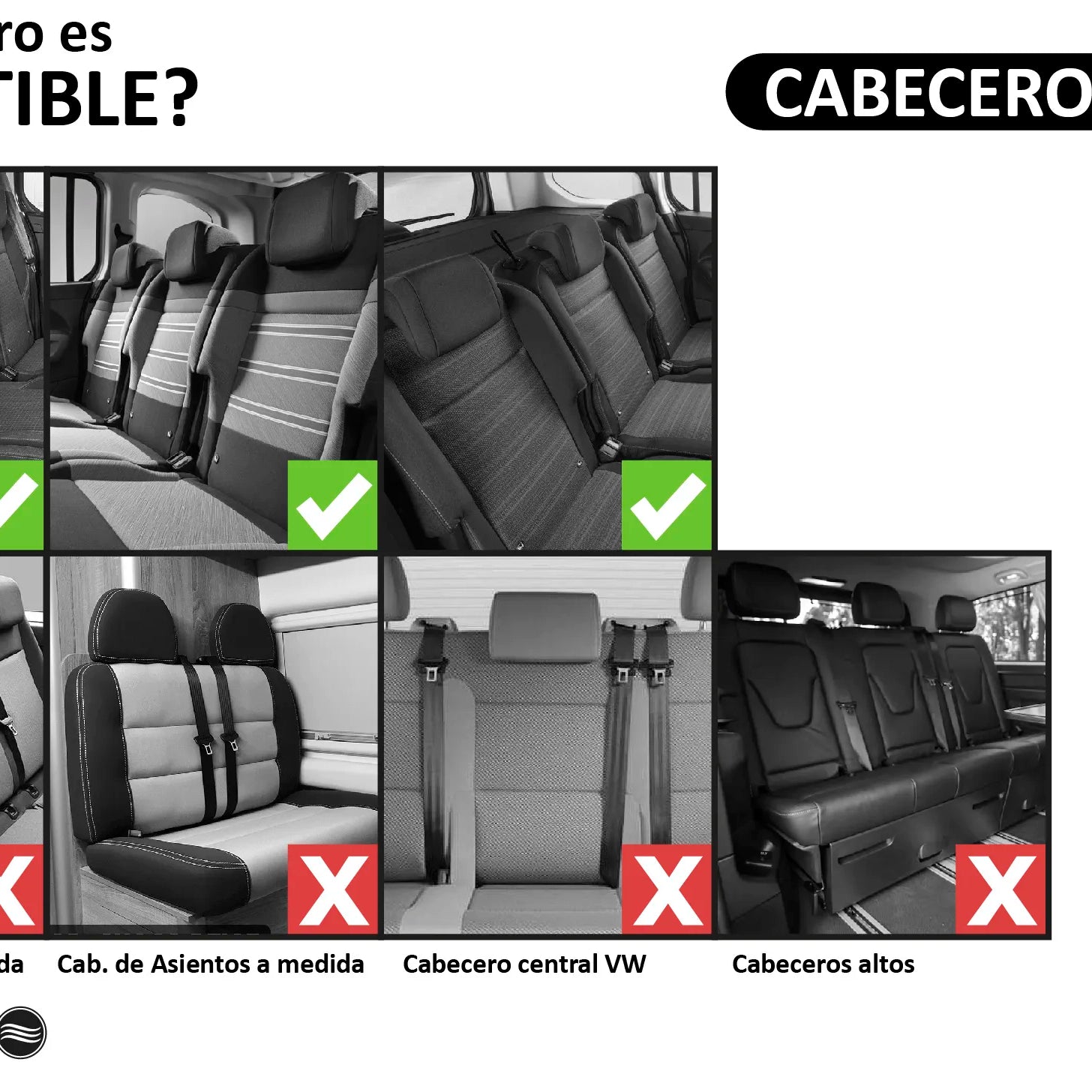 Compatibilidad de fundas de cabeceros traseros furgoneta