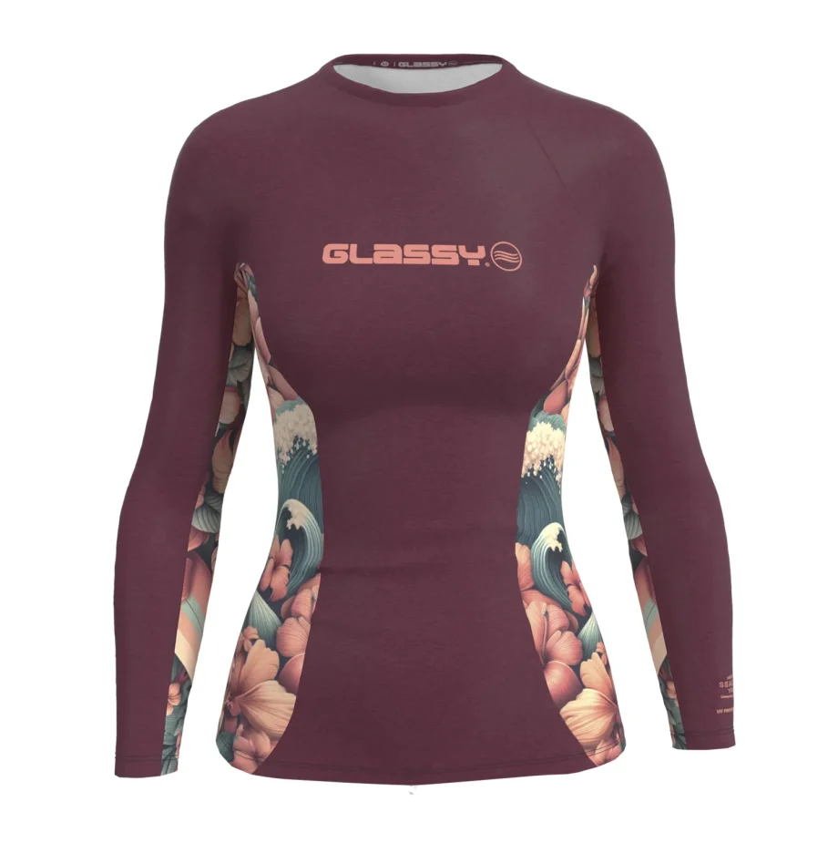 Rash vest Women's Surf Fantasy Burgundy - UPF 50+