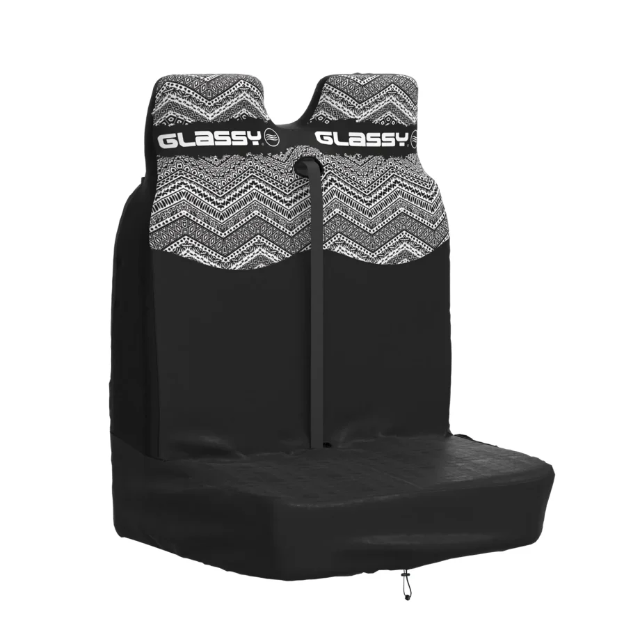 Funda impermeable camper doble asiento delantero con estampado blanco y negro