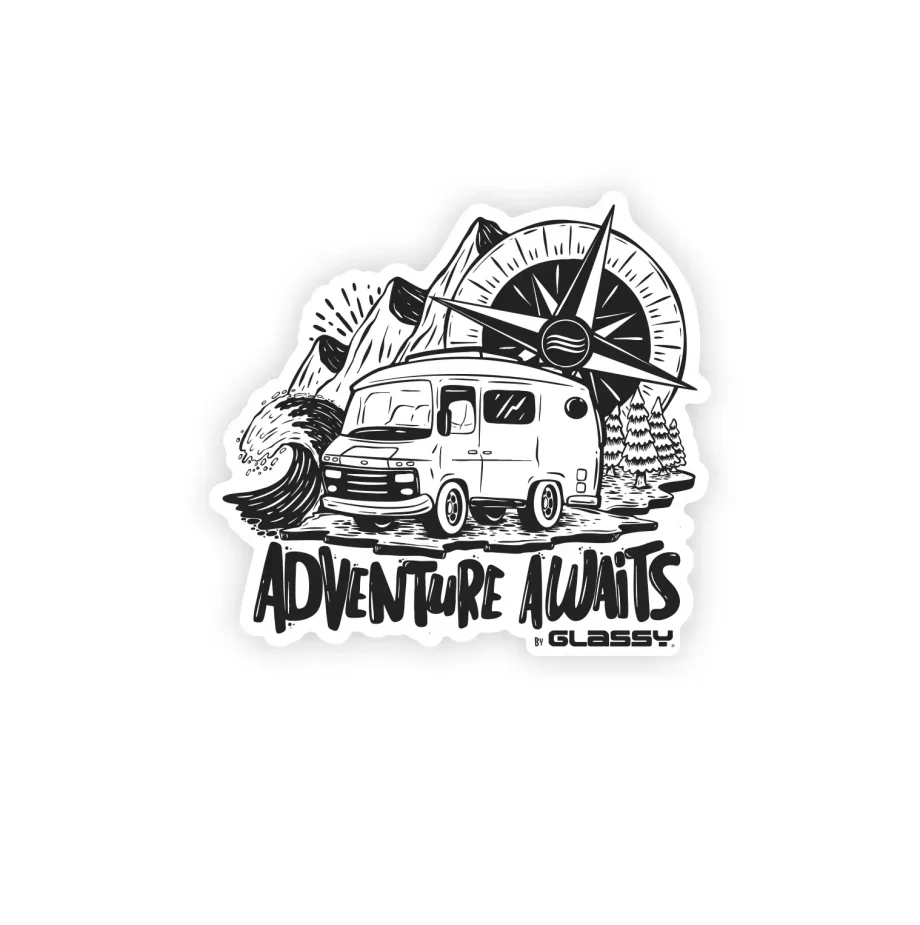 Sticker Adventure Awaits Glassy 10cm